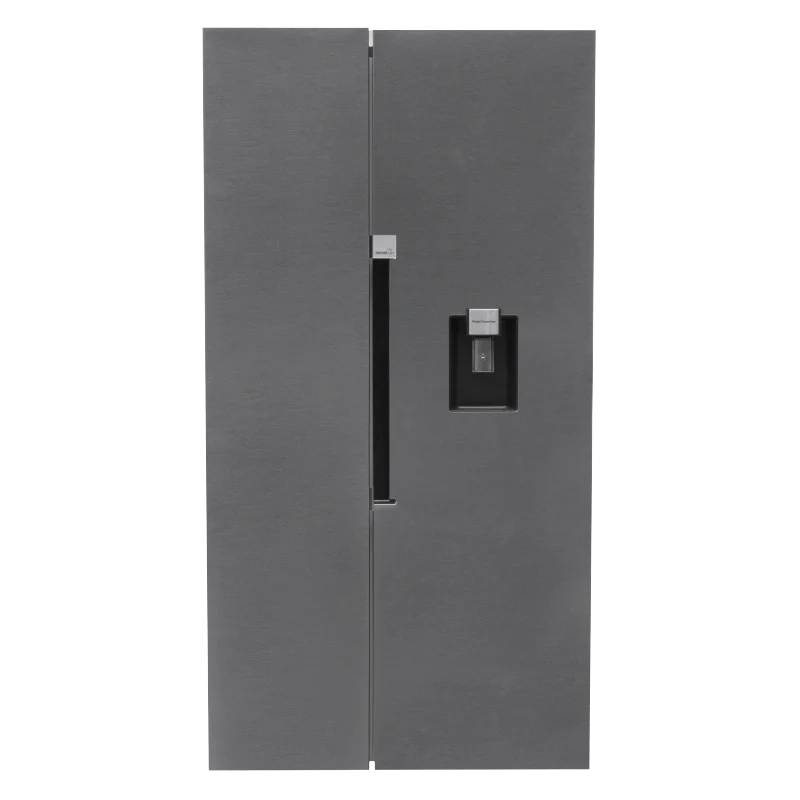 Defy | 496lt Elegant Black Glass Side-by-Side Fridge Freezer